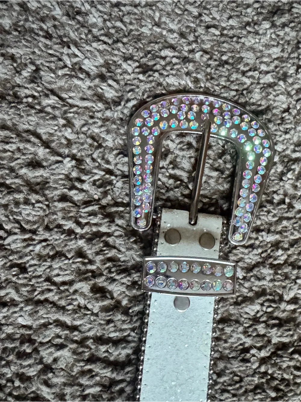 Sparkle Crystal Buckle Women’s Belt - Silver